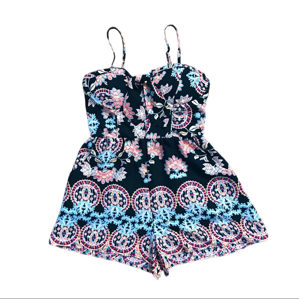 About a Girl Bohemian Floral Colorful Romper